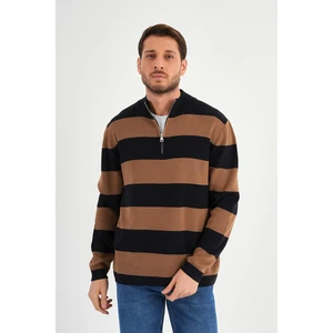 Alexander Gardi Alexandergardı Dik Yaka Uzun Kollu Renk Bloklu Erkek Triko Kazak (E24-EZE-46)