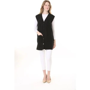 Fresh Moda Kadın Yün Kışlık Anne Uzun Triko Yelek