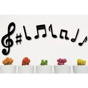 Sol Anahtarı ve Notalar Duvar Süsü 8 Parça Dekoratif Ahşap Duvar Süsü