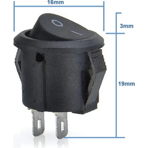 Yuvarlak 2 Pin Anahtar Rocker Switch Mini Buton Kcd1 Siyah 16MM Açma Kapama