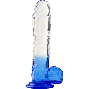 Silikon Şeffaf Mavi Realistik Dildo 17,5 cm