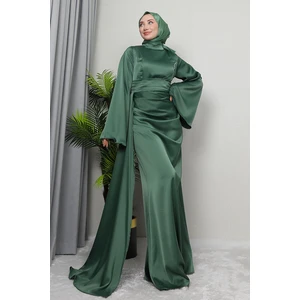 Yasemin Saten Abiye Soft Yeşil