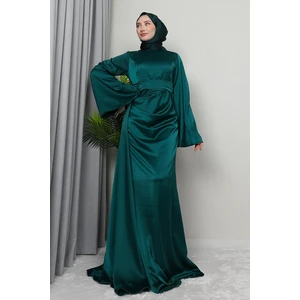 Giza Store Yasemin Saten Abiye Koyu Yeşil