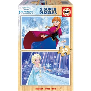 2X25 Parça Disney Frozen Ahşap Çocuk Yapboz