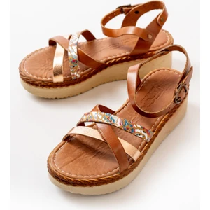 İnfon Ayakkabı Marketi 730-015 Taba Multi Ortopedik Deri Dolgu Kadın Sandalet