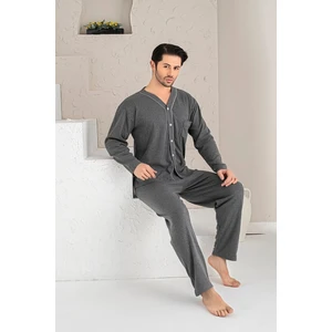 Erkek Uzun Kollu Düğmeli Penye Pijama Takımı