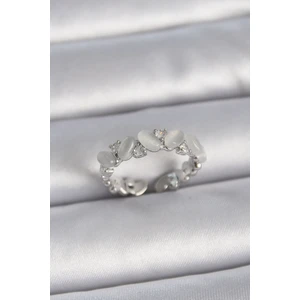 Style Of Carmen Pirinç Gümüş Renk Ayarlanabilir Zirkon Taşlı Beyaz Mineli Model Kadın Yüzük