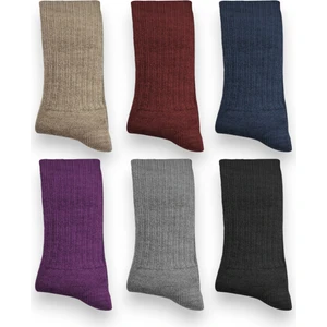 Ciho Socks 6 Çift Kışlık Kadın Yünlü Mürdüm - Bordo Hafif ve Yumuşak Uyku Çorabı Soft Touch
