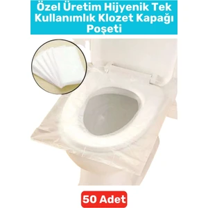 Premium Kompakt Çanta Boy Hijyenik Tam Kaplama Tek Kullanımlık Tuvalet Klozet Kapak Poşeti 50 Adet