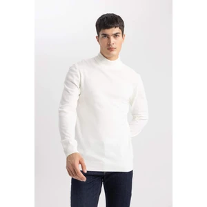 Defacto Erkek Ekru Slim Fit Dar Kesim Basic Düz Akrilik Kazak B7851Axns