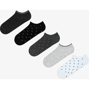 Silvery Dot Gri Siyah 5li Patik Çorap