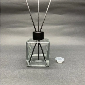 Ahsa Ticaret 100 ml Kare Bambu Cam Bambu Oda Kokusu Şişesi + 3 Adet Fiber Siyah Bambu Çubuk