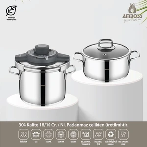 Ocean 4-6 Litre Matik Paslanmaz Çelik İndüksiyon Uyumlu Düdüklü Tencere Seti (Gri)