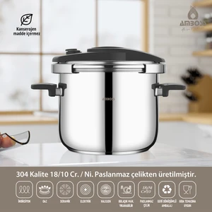 Enio Plus 10 Litre Matik İndüksiyon Uyumlu Paslanmaz Çelik Düdüklü Tencere