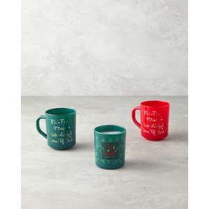 English Home Merry Merry Cam 2’li ve Mumlu Yılbaşı Kupa 250 ml Kırmızı - Yeşil