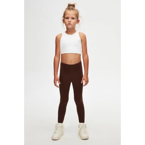 Kahverengi Basic Kız Çocuk Yazlık Tayt