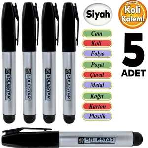 Kalıcı Çıkmaz Koli Kalemi Suya Dayanıklı Işaretleme Markalama Siyah Kalem Metal Cam Çuval 5 Adet
