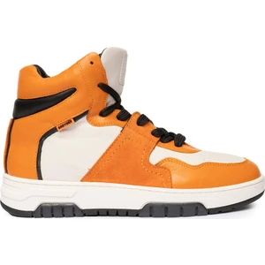 Kadın Beyaz Oranj Yeşili Deri Sneaker Bot 3K2SB33020