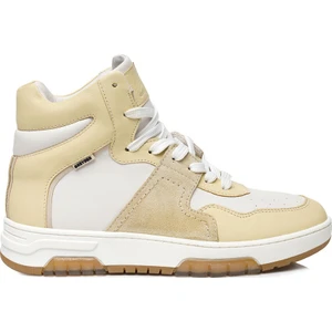Kadın Beyaz Sarı Deri Sneaker Bot 3K2SB33020