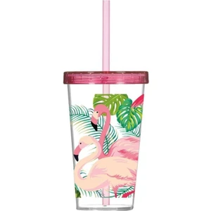 Flamingo Desenli Pipetli Bardak 660 Ml.