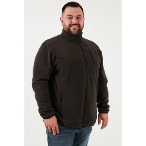 Regular Fit Dik Yaka Fermuarlı Büyük Beden Polar Hırka Erkek Hırka 5906028B