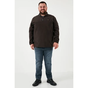 Regular Fit Anti-Pilling Büyük Beden Dik Yaka Kışlık Şardonlu Polar Erkek Polar 5906001B