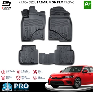 Honda Civic 3D Pro Havuzlu Paspas 2021 Üzeri A+ Kalite