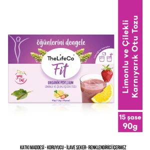 Organik Psyllium - Limonlu ve Çilekli Karnıyarık Otu İçecek Tozu 6g x 15 Adet Şase