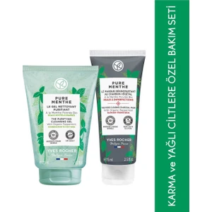 Yves Rocher Karma/Yağlı Ciltler Orjinal Boy Temizleme Jeli, Kömür Maske Seti