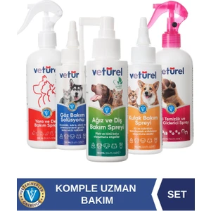 5'li Set Kedi Ağız Kokusu Diş Kulak Göz Solüsyonu Köpek Pati Temizleme Köpüksüz Yara Bakımı