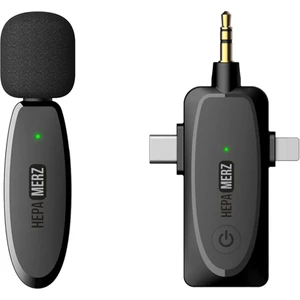 Hepa Merz R-32 Kaliteli Çiftli Kablosuz Yaka Mikrofonu 3in1 Iphone Type-C ve 3.5mm Jack