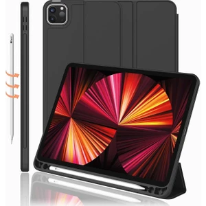 TEKNETSTORE Apple Ipad Pro 4. Nesil M2 2022 11 Inç Tablet Uyumlu Kılıf Uyku Modlu Kalem Bölmeli Silikon Koruyucu