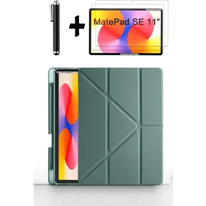 TEKNETSTORE Huawei Matepad Se 11'' Inç 2024 Uyumlu Kalem Bölmeli Standlı Kılıf + Ekran Koruyucu + Kalem 3'lü Set