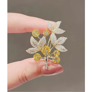 Punky Store Altın Işıltılı Defne Yaprağı BROŞ-CCK-060