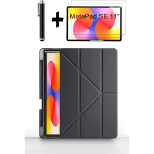 TEKNETSTORE Huawei Matepad Se 11'' Inç 2024 Uyumlu Kalem Bölmeli Standlı Kılıf + Ekran Koruyucu + Kalem 3'lü Set