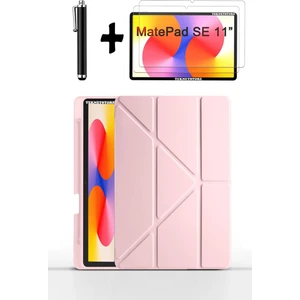 TEKNETSTORE Huawei Matepad Se 11'' Inç 2024 Uyumlu Kalem Bölmeli Standlı Kılıf + Ekran Koruyucu + Kalem 3'lü Set