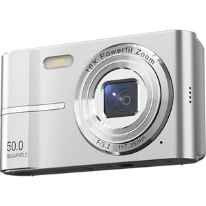 2,4 Inç Retro Dijital Kamera 4K Hd Küçük Taşınabilir Cmos Mini Kamera 50MP 16X Zoom Video Kaydedici Kamera Gümüş (Yurt Dışından)