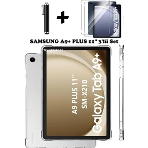 Samsung Galaxy Tab A9 Plus 11 Inç Tablet Kılıfı Silikon Ekran Koruyucu Dokunmatik Kalem Seti