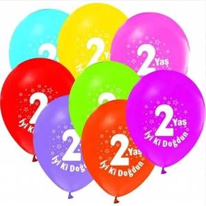 Tatlı Günler 2 Yaş Iyiki Doğdun Baskılı 12" Balon 10 Adet