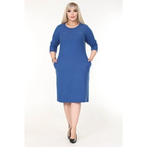 Çift Cepli Kışlık Büyük Beden Esnek Elbise 1D-2629