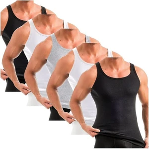 Anthony Jackson 5'li Kutu Premium Ribana Erkek Atlet Sezar Ekstra Uzun- Taranmış Ince Fitilli Pamuk