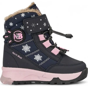 Günlük Kız Çocuk Kar Botu Cırtlı Lastik Bağcıklı Kürklü Kar Desenli Kalın Tırtıklı Taban Bootie 014