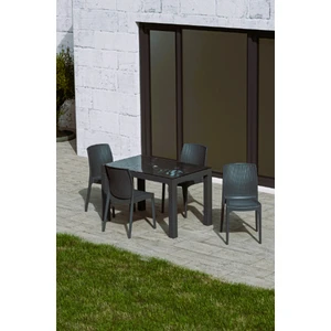 Ziynet Home 4 Kişilik 70 x 120  cm  Rattan Masa Takımı Camlı  Kolsuz Sandalye Bahçe Teras Takımı Oturma Grubu