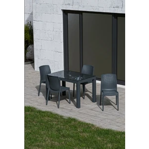 Ziynet Home 4 Kişilik 70 x 120  cm  Rattan Masa Takımı Camlı  Kolsuz Sandalye Bahçe Teras Takımı Oturma Grubu