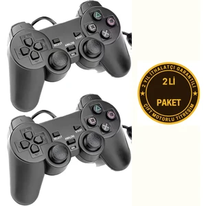 Ikili USB Kablolu Joystick Gamepad Oyun Kolu Konsolu Pc+ Ps3 Bilgisayar Laptop Uyumlu