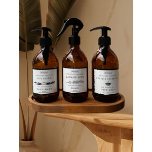 Büyülü Home 3 Lü Cam Sıvı Sabunluk Bulaşık Deterjanı ve Camaşır Suyu Amber Cam Sise