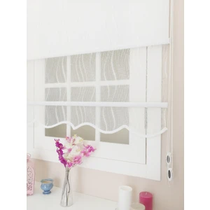 Atölye Perde Çiftli Sistem Örme Beyaz Solovey Desen Tül ve Stor