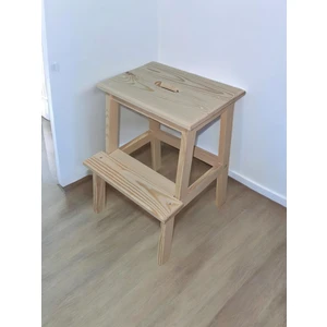 Arya Wood Craft Doğal Ahşap 2 Katlı Basamak Tabure