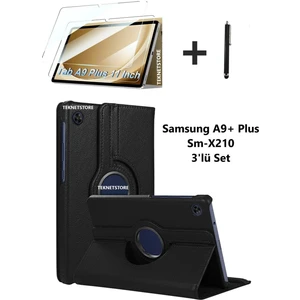 TEKNETSTORE Samsung Galaxy Tab A9+ Plus 11 Inç Tablet Uyumlu 360 Döner Pu Deri Kılıf Seti SM-X210