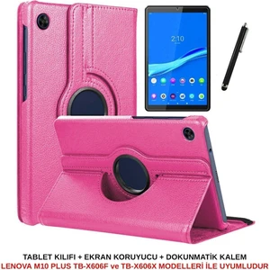TEKNETSTORE Lenovo M10 Plus TB-X606X TB-X606F Kılıf Uyumlu Dönebilen Kılıf + Ekran Koruyucu + Dokunmatik Kalem